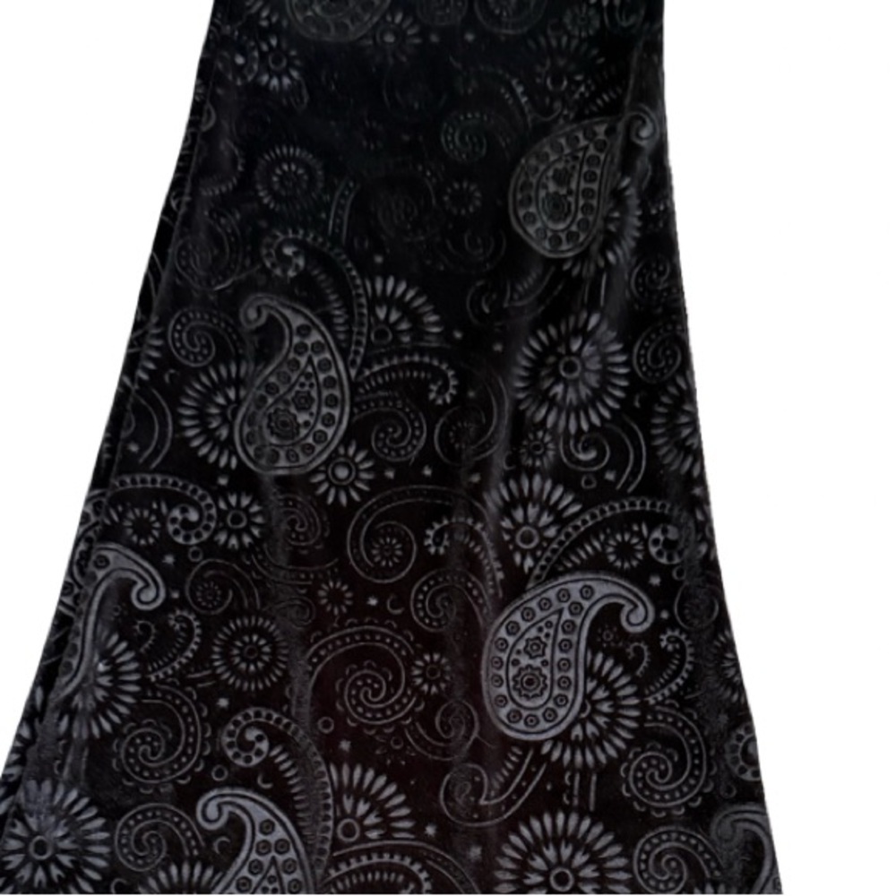 Goth Velvet Boho Gypsy Black Paisley Flare Pants - Picture 6 of 11